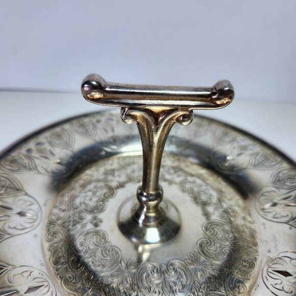 Vintage Viking Plate Handled Tray Dish Cut Out Design EP Copper 7 Inches - Picture 2 of 7